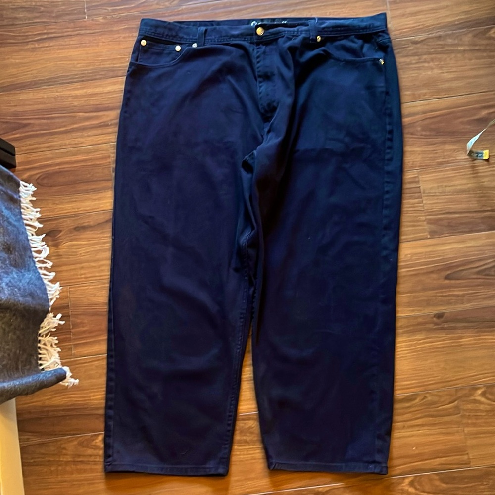 Y2K Akademiks Jeans Mens 46 Dark Blue Denim Baggy Skater Hip Hop Wide Leg